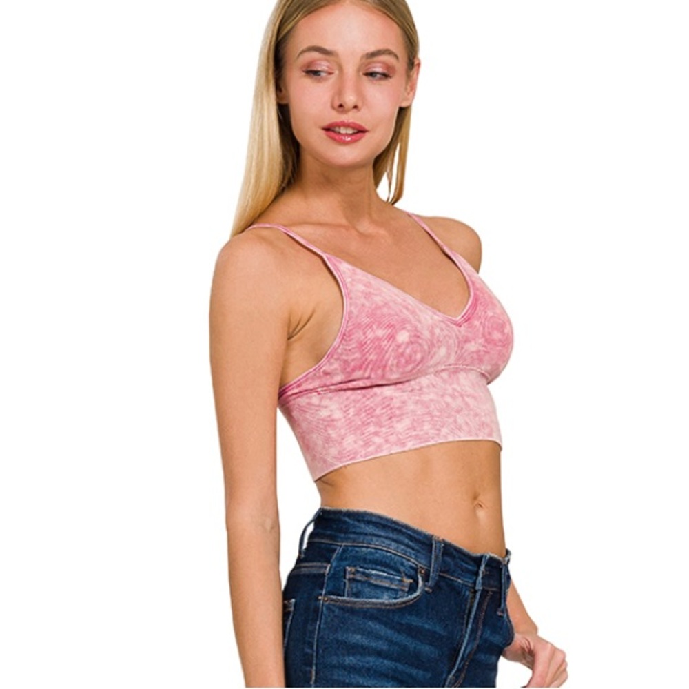 Zenana Outfitters Pink Tie-Dye Bralette
